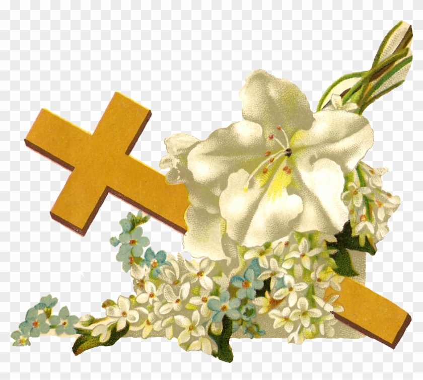 Free Religious Clip Art - Cross And Flowers Png Transparent Png #144444