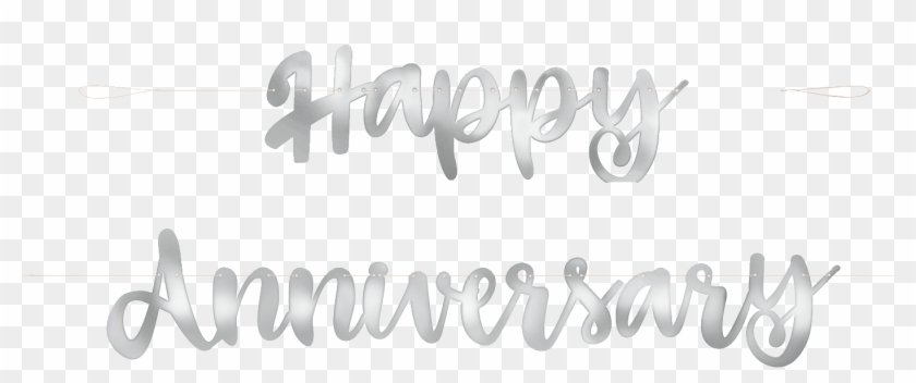 Happy Anniversary Banner Silver - Calligraphy Clipart #144586