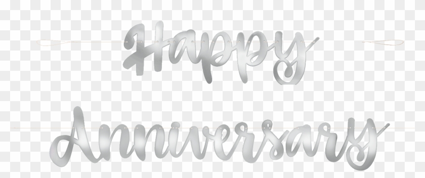 Happy Anniversary Banner Silver - Calligraphy Clipart