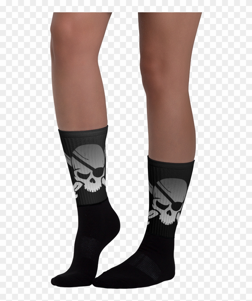 Side View Skull And Crossbones Jolly Roger Pirate Socks Clipart #144689