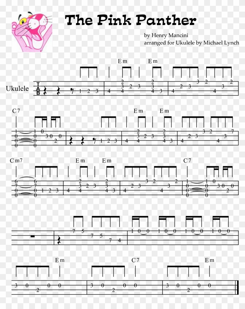 Pink Panther Ukulele Fingerpicking Clipart