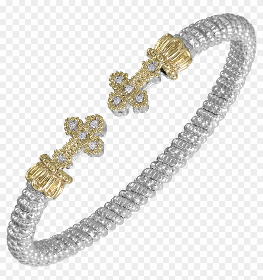 Vahan Sterling Silver And 14k Yellow Gold Cross End - Body Jewelry Clipart