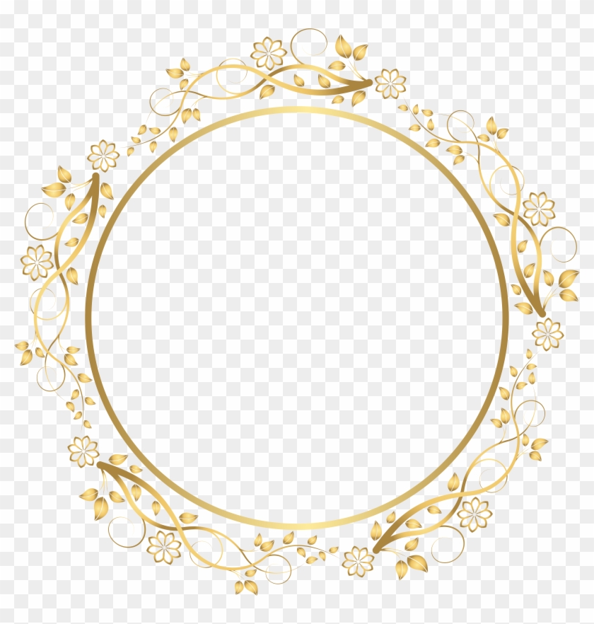 Gold Round Floral Border Transparent Png Clip Art Image