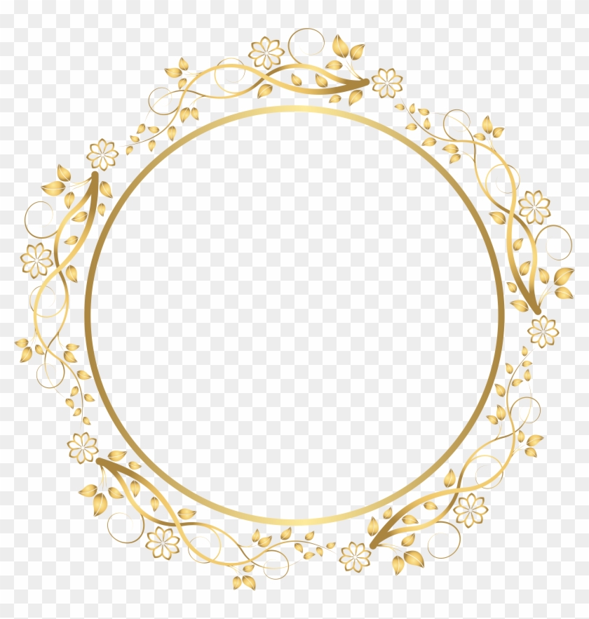 Gold Round Floral Border Transparent Png Clip Art Image #145720