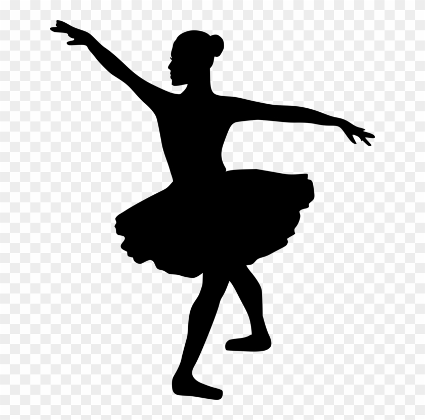 Ballet Dancer Silhouette Tutu - Black And White Ballerina Png Clipart