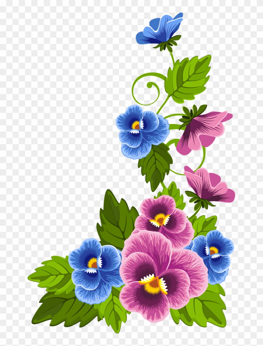 Pansy Clipart Floral Frame - Cartoon Flower Vines Png Transparent Png #146690