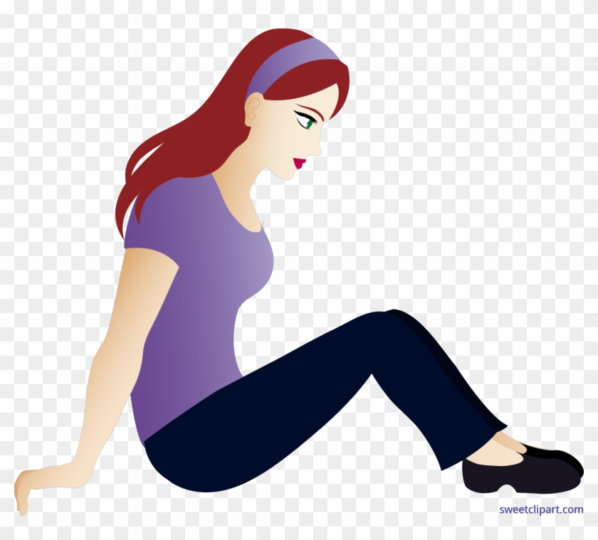 Clipart Royalty Free Brown Hair Sitting Clip Art Sweet - Clip Art Sitting Woman - Png Download