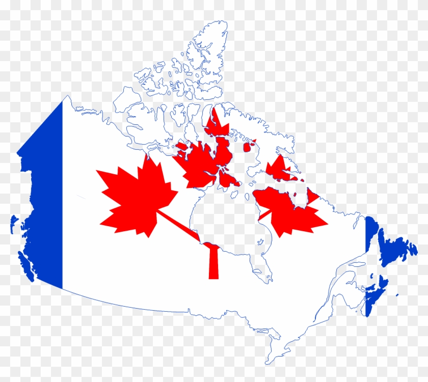Flag Map Of Canada - Red And White Canada Clipart