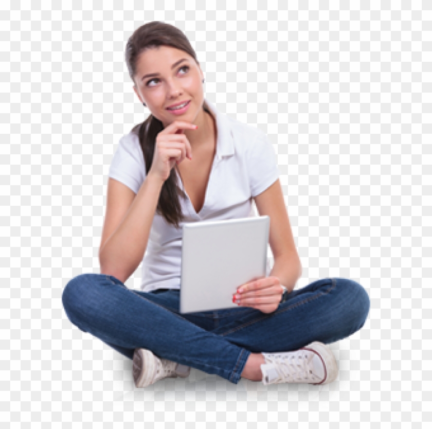 Thinking Woman Png Free Download - Girl Sitting Transparent Background Clipart