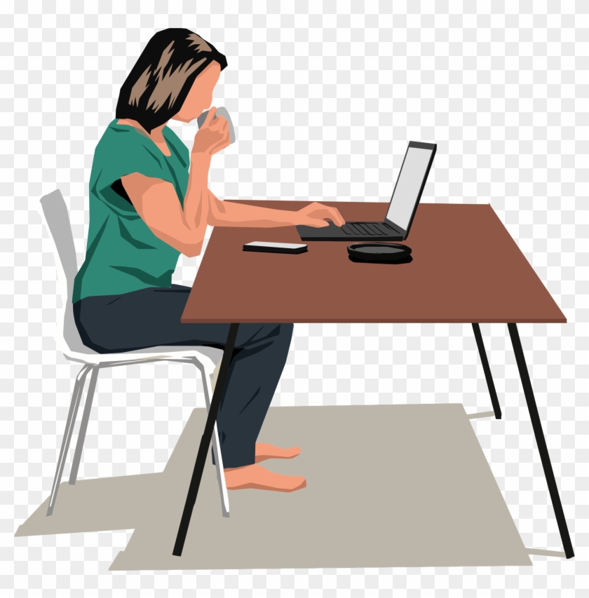 Big Image - Person On Computer Clip Art - Png Download