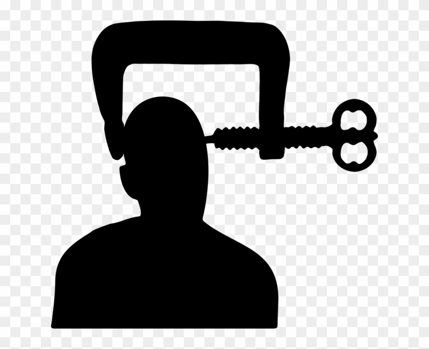 Silhouette Of Human Head Screwed Into Clamp - Man Head Screw Clipart