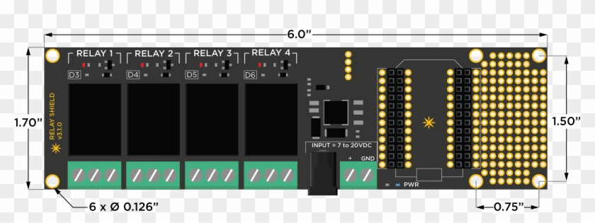 Relay Shield Dimensions - Particle Relay Shield Clipart