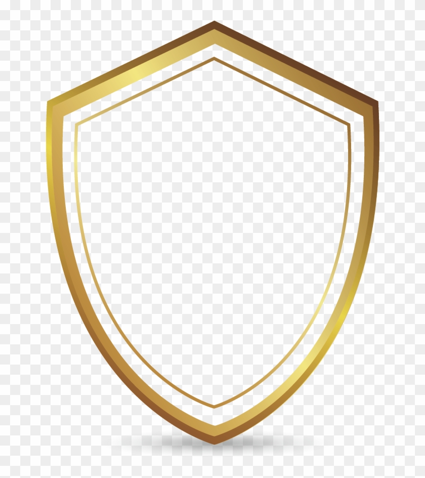 Golden Shield Badge Outline - Platter Clipart