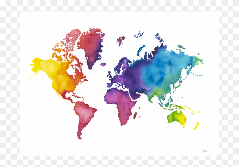 Clipart Map Watercolor - Watercolor Colourful World Map - Png Download #148060