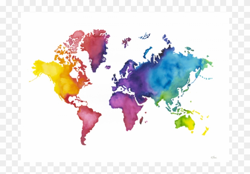 Clipart Map Watercolor - Watercolor Colourful World Map - Png Download