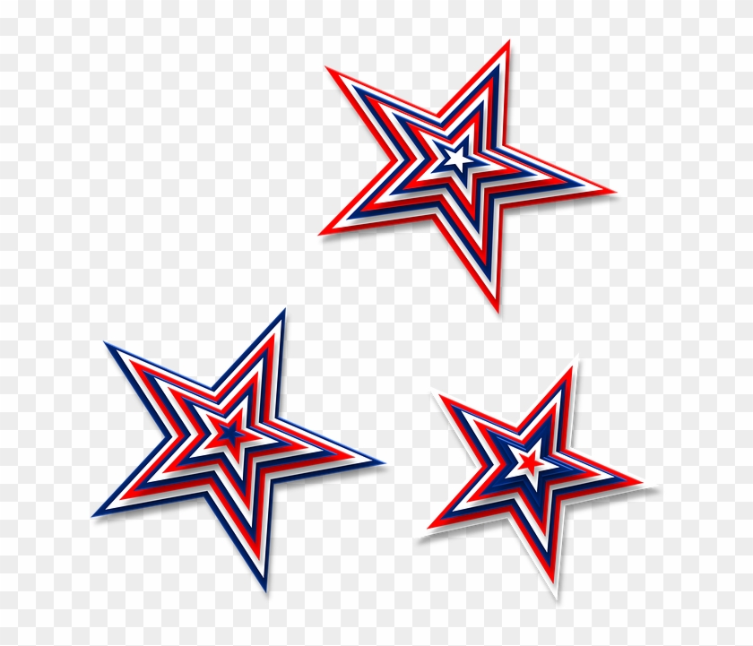 Stars 3d Red White Blue America Patriotic July - Clipart Red White And Blue Stars - Png Download #148193