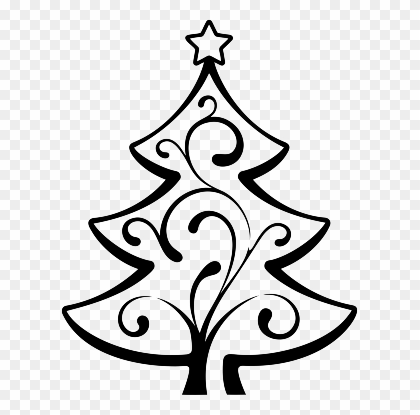 Christmas Tree Line Art Christmas Day Drawing Abstract - Big Christmas Tree Drawing Clipart
