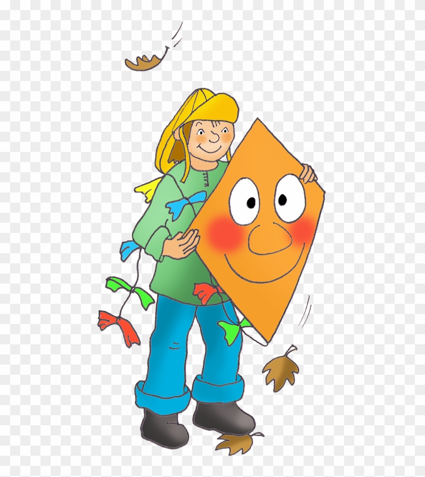 Border Of Autumn Leaves - Girl Kite Clipart Png Transparent Png