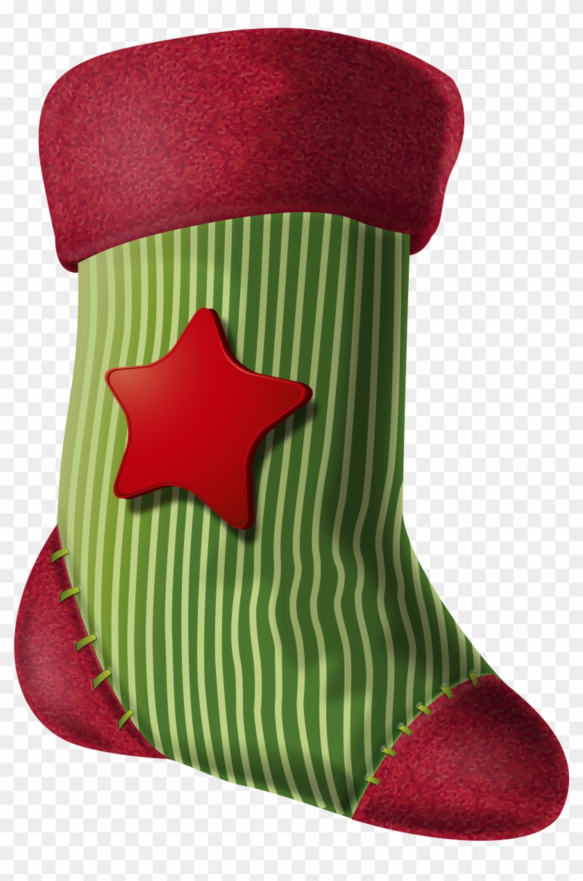 Christmas Stocking With Star Png Clipart Image - Png Transparent Christmas Stockings Png