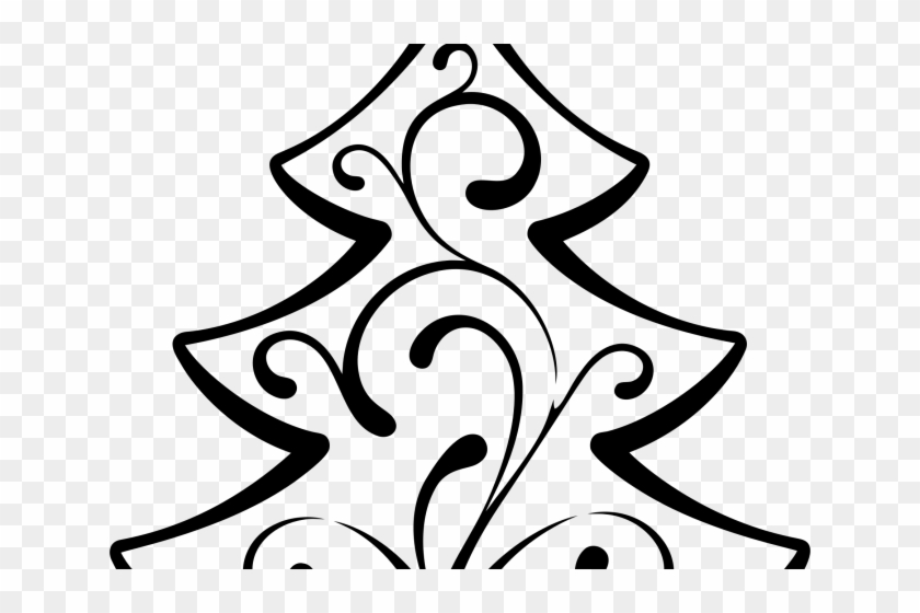 Christmas Tree Line Art - Big Christmas Tree Drawing Clipart