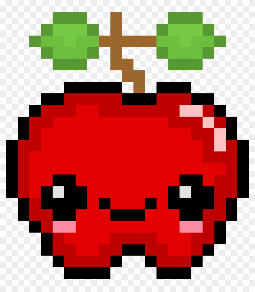 Kawaii Apple - Pixel Art Fruit Clipart #1400558