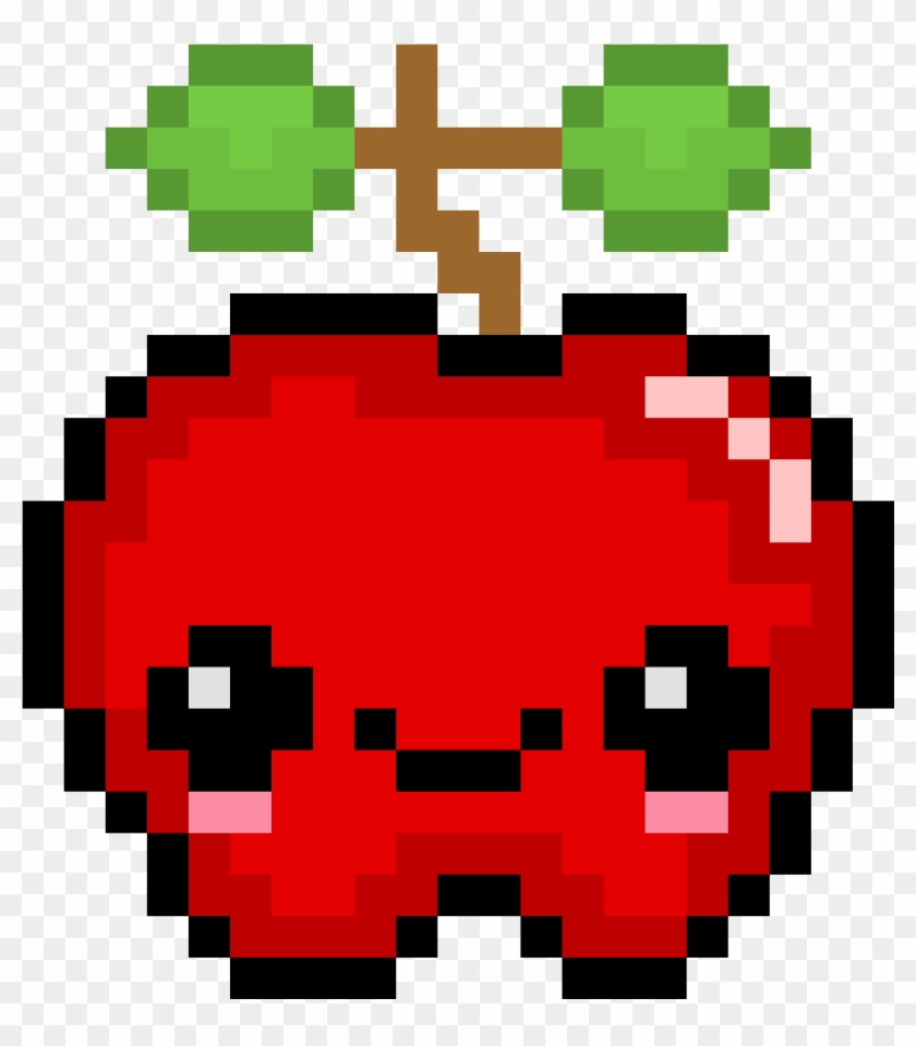 Kawaii Apple - Pixel Art Fruit Clipart