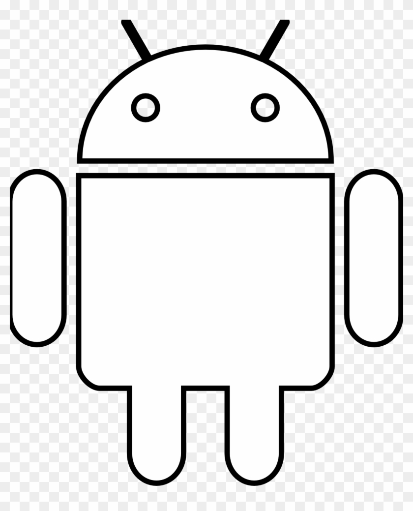 Android Robot Black White Line Art 999px 44 - Android Logo White Svg Clipart