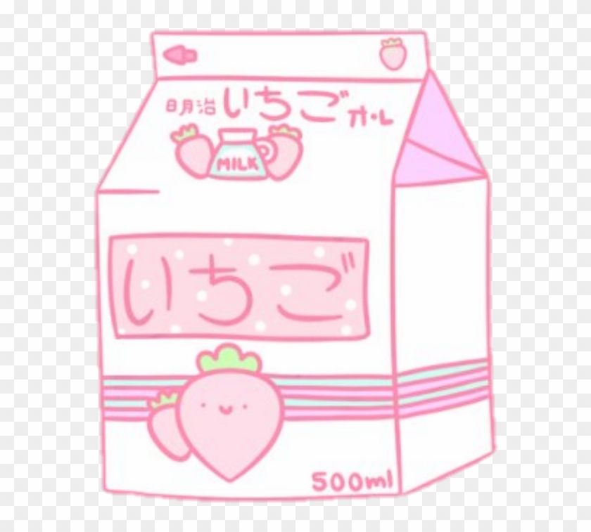 #freetoedit #cute #kawaii #pixel #pastel #drink - Japanese Strawberry Milk Aesthetic Clipart #1400939