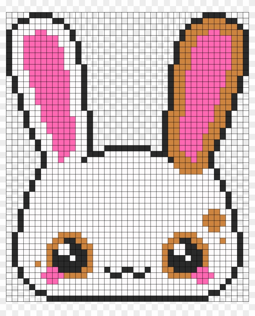 Kawaii Bunny Perler Bead Pattern / Bead Sprite - Bunny Face Pixel Art Clipart #1401040