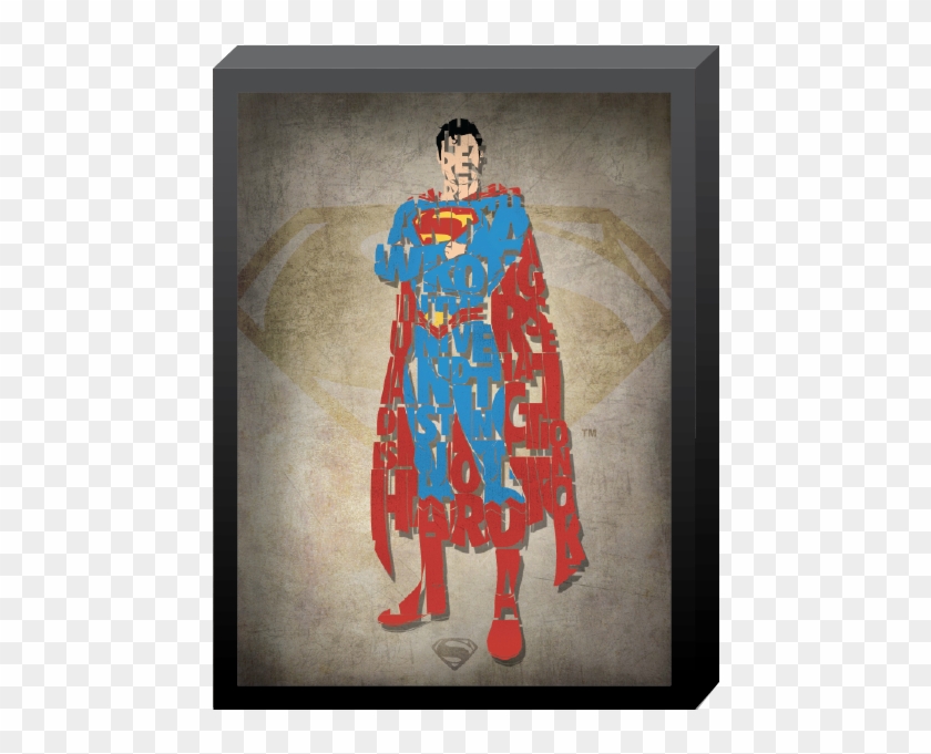 Dc Comics, Printed Glass "superman" Words In Shadowbox - Glass Painting Of Superman Clipart #1401153