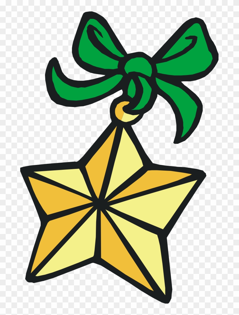 Star With Green Ribbon - Estrella Verde De Navidad Clipart #1402883