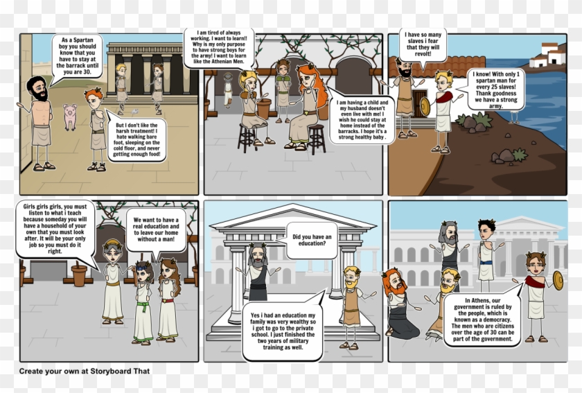 Ancient Sparta And Athens - Cartoon Clipart