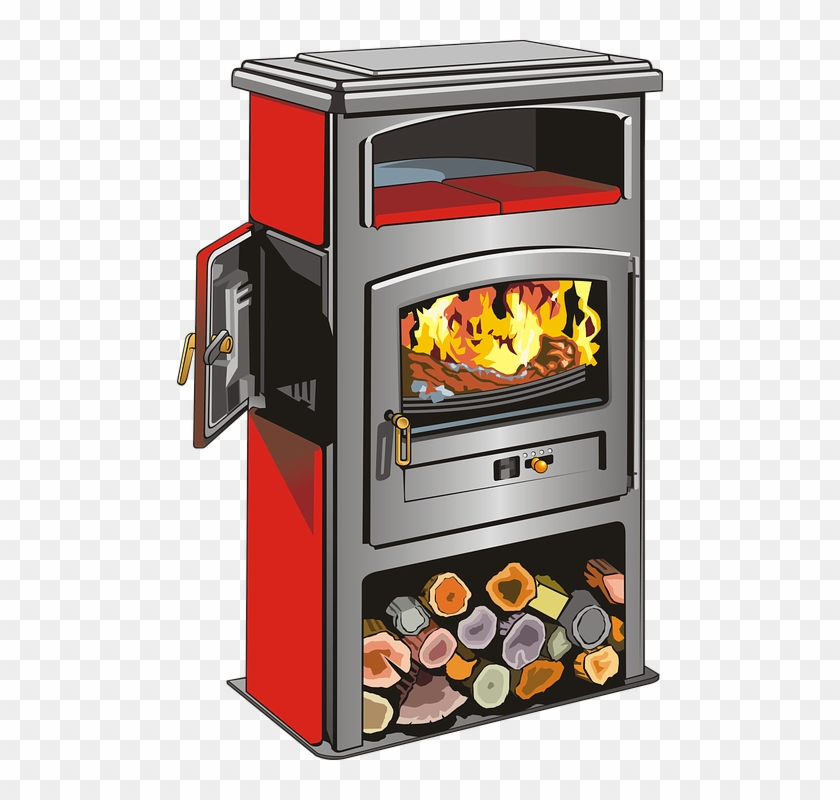 Stove, Wood Stove, Wood, Logs, Woodcutter, Heat - Wood-burning Stove Clipart