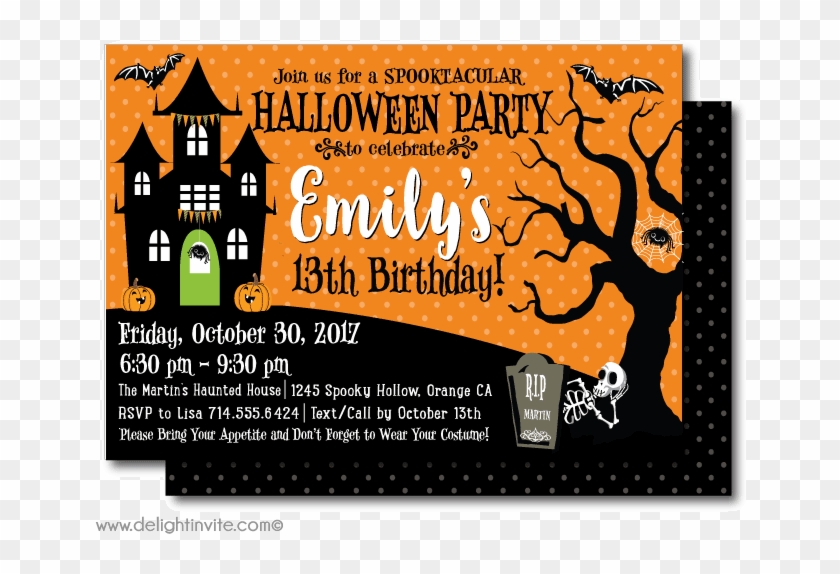 Halloween Birthday Party Invitations - Halloween Theme Party Invites Clipart #1406412