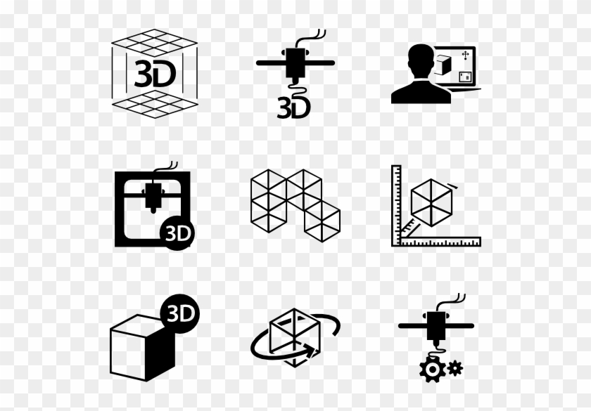 3d Printer Set - Vector 3d Printer Icon Clipart