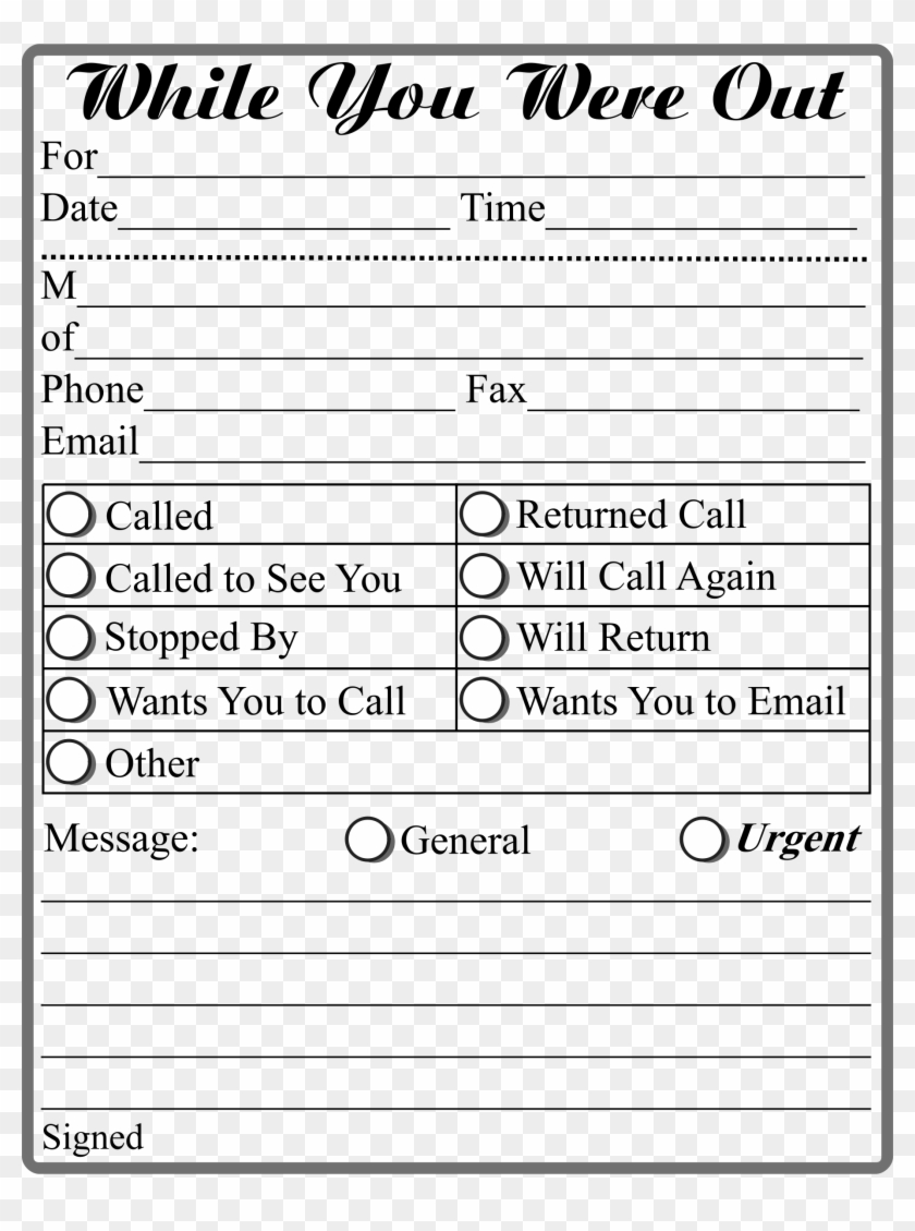 This Free Icons Png Design Of While You Were Out Clipart