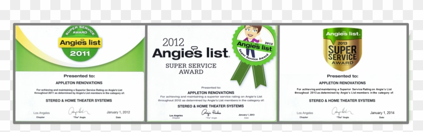 Appleton Renovations Has Been Awarded By Angie's List - Flyer Clipart