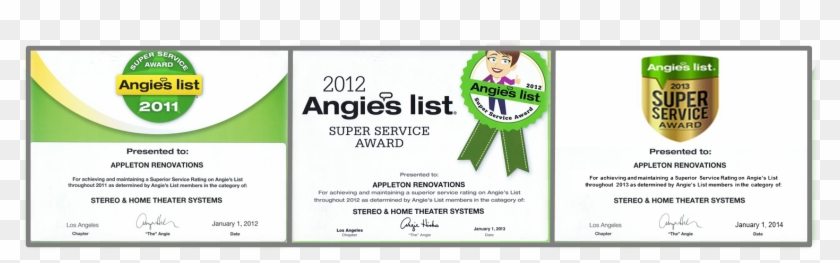Appleton Renovations Has Been Awarded By Angie's List - Flyer Clipart #1410070