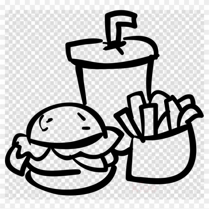 Food And Drink Icon Png Clipart French Fries Hamburger - Black And White Transparent Food Clipart #1410202