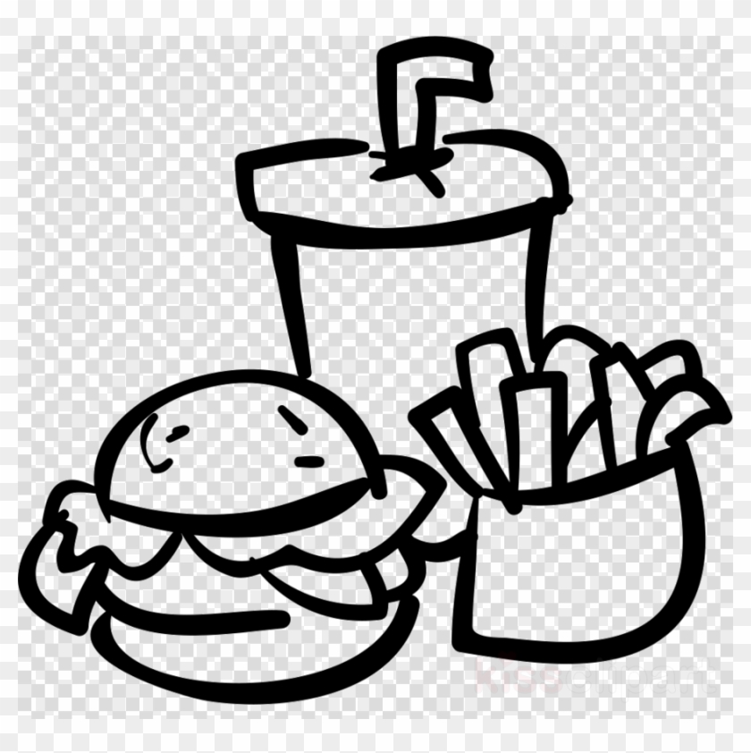 Food And Drink Icon Png Clipart French Fries Hamburger - Black And White Transparent Food Clipart
