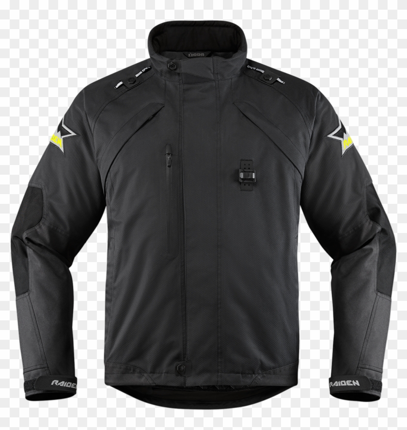 Mens Icon Black Raiden Textile Monotone Motorcycle - Icon Raiden Dkr Monochromatic Jacket Clipart #1411831