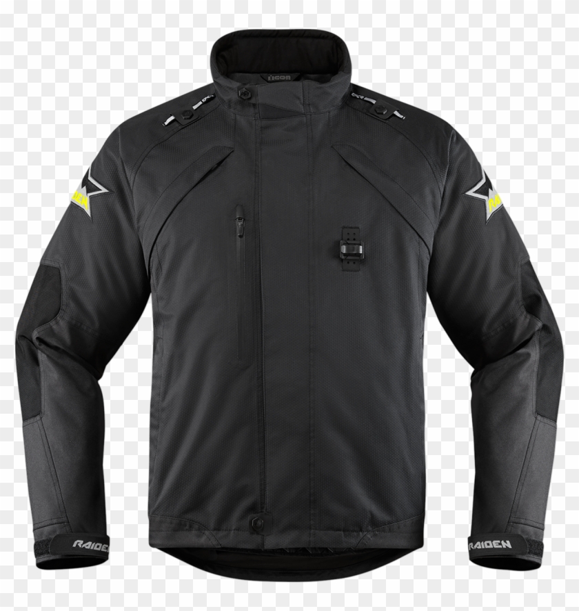 Mens Icon Black Raiden Textile Monotone Motorcycle - Icon Raiden Dkr Monochromatic Jacket Clipart