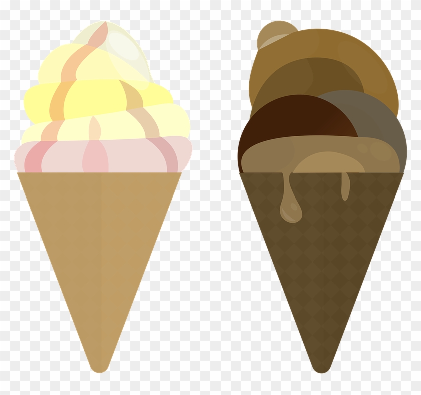 Icecream, Vanilla, Ice, Ice Cream, Cream, Dessert - Ice Cream Cone Clipart #1413110