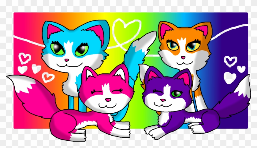 The Cats Of Lisa Frank - Cartoon Clipart #1414423