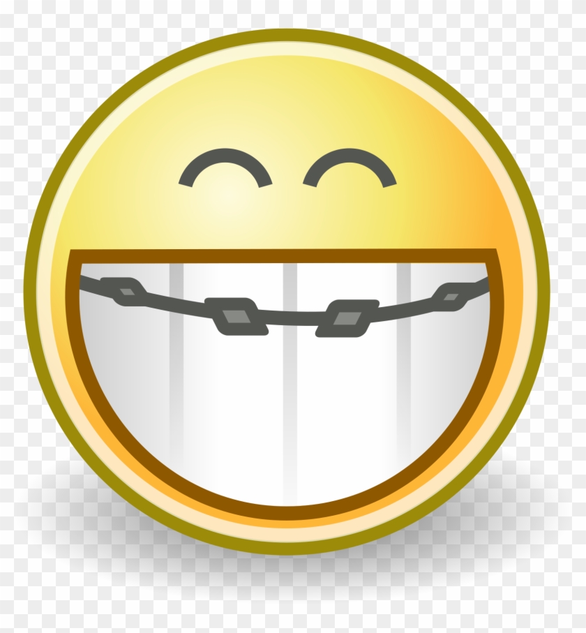 Open - Smiley Face With Braces Clipart