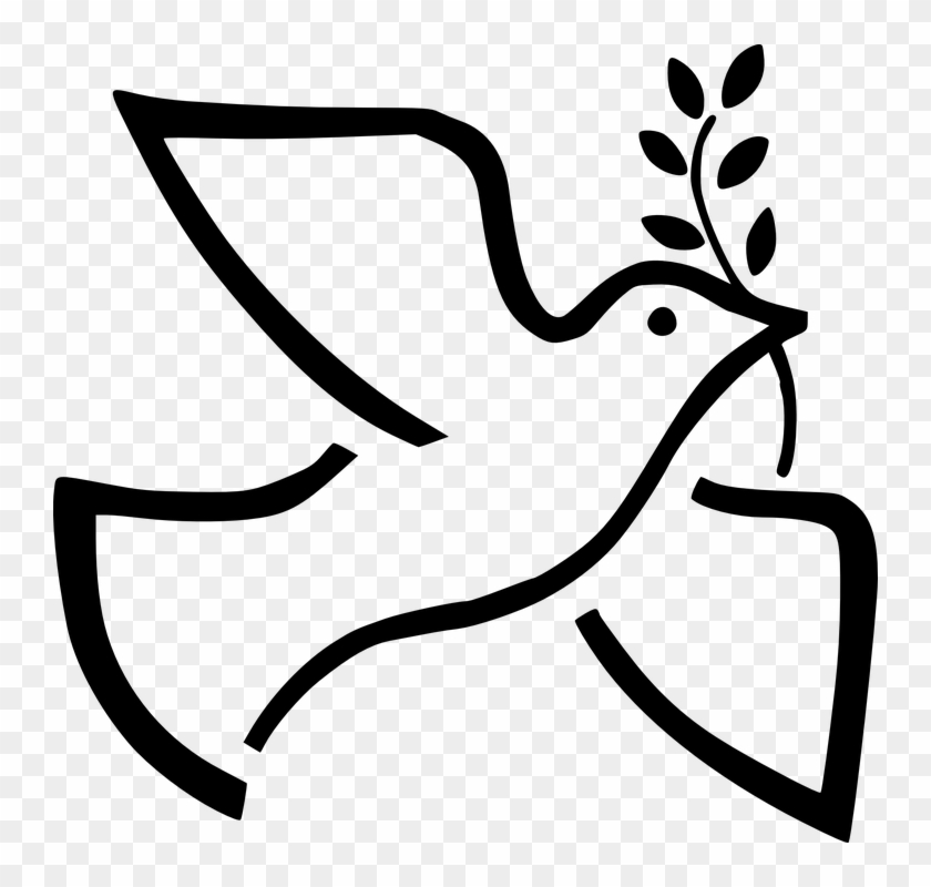 Bird Branch Dove - Peace Clipart Black And White - Png Download #1415661