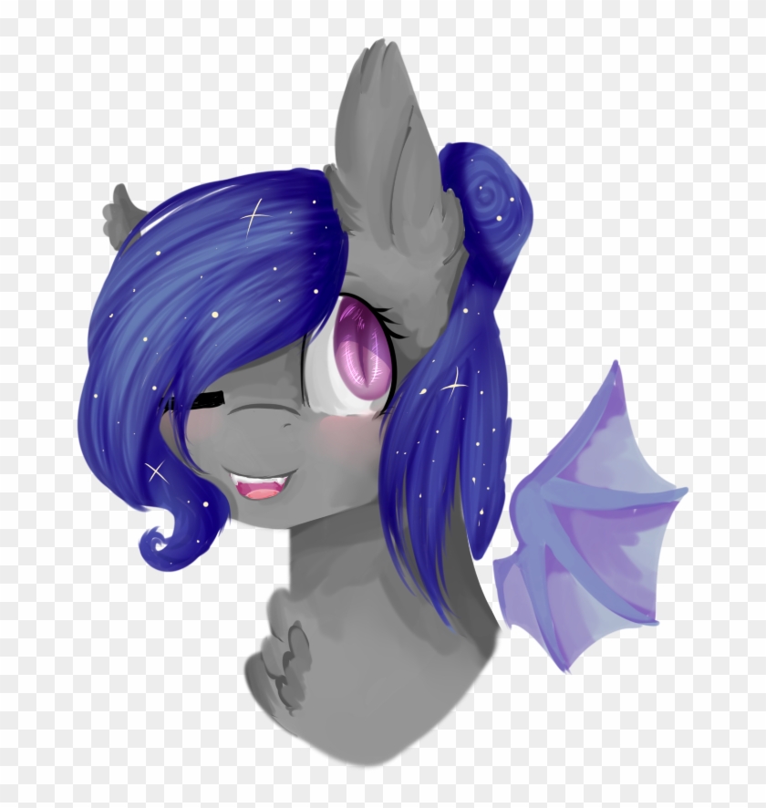 Angelic-shield, Bat Pony, Bat Pony Oc, Blushing, Bust, - Cartoon Clipart #1416502