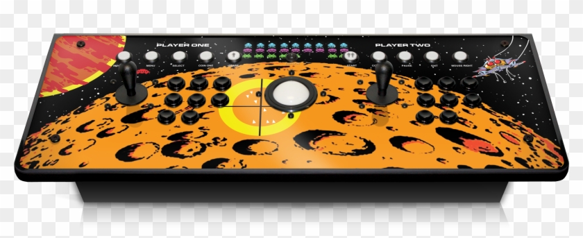1613 In Custom Arcade Controller Space Invaders Moon - Headphones Clipart #1418715