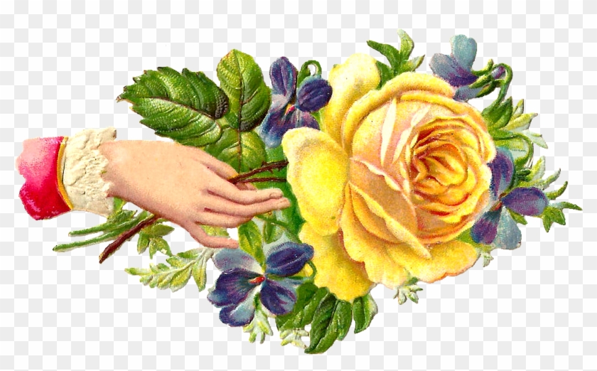 I Just Love Yellow And Purple Together - Welcome Hands With Flowers Clipart