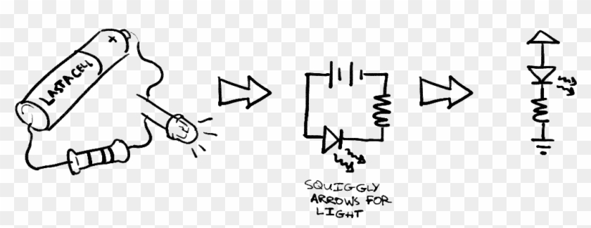 An Led Circuit Includes A Resistor As Well - Illustration Clipart